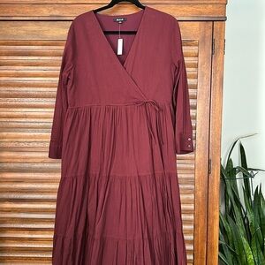 Madewell cotton tiered midi dress medium NWT